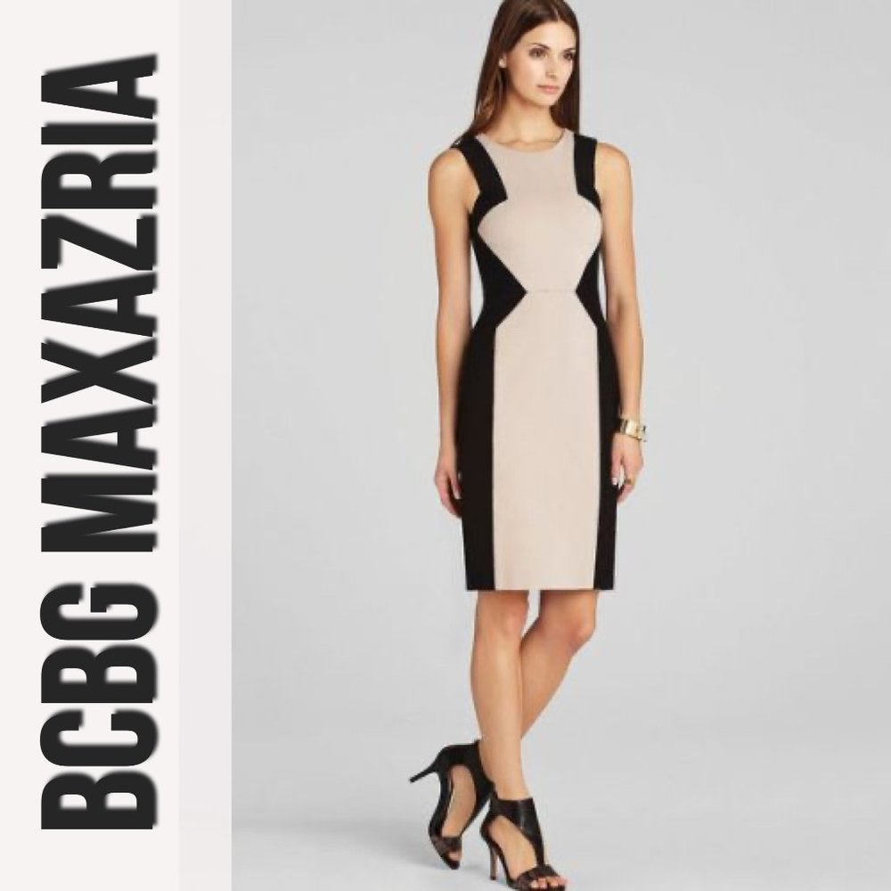 BCBGMaxAzria Evelyn SoyChai Nude & Black Dress